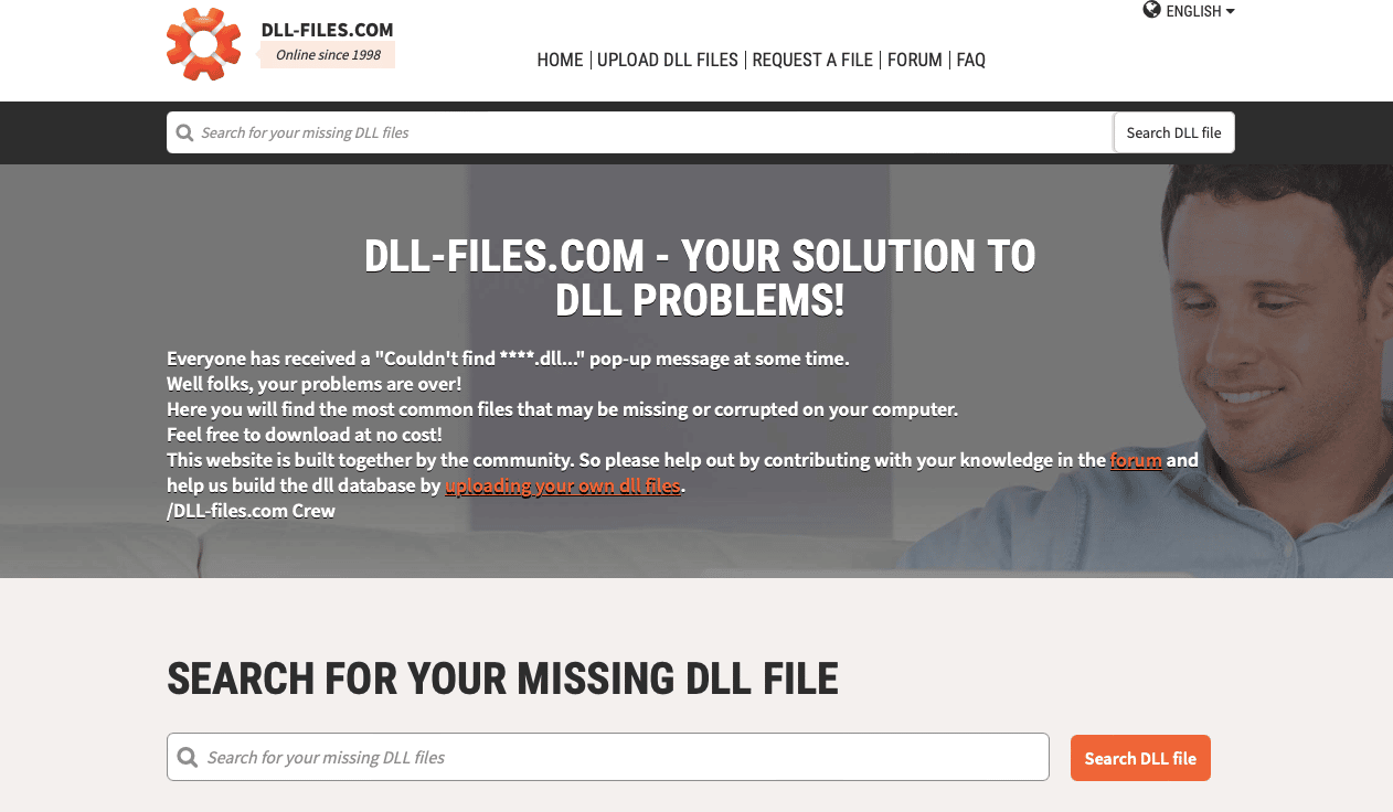 Home page of DLL files website