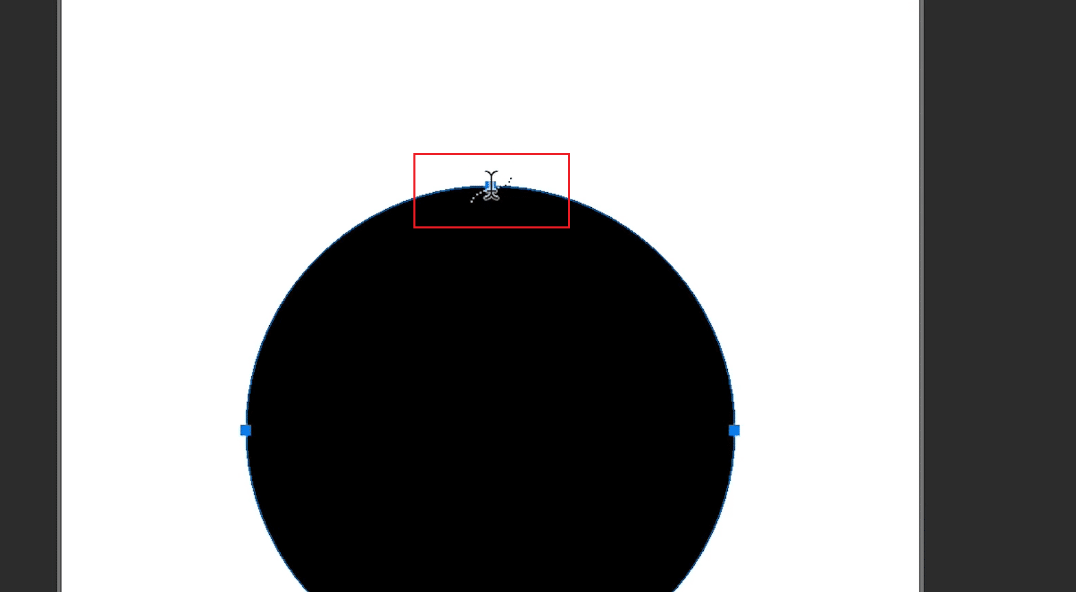 hover the type cursor over the edge of the circle and left-click on the circle edge