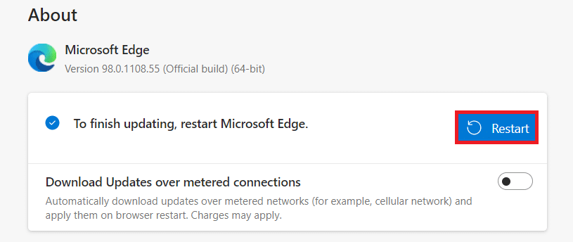 If a new update is available, the browser will automatically update the browser to the latest version. Click Restart to update and restart the browser