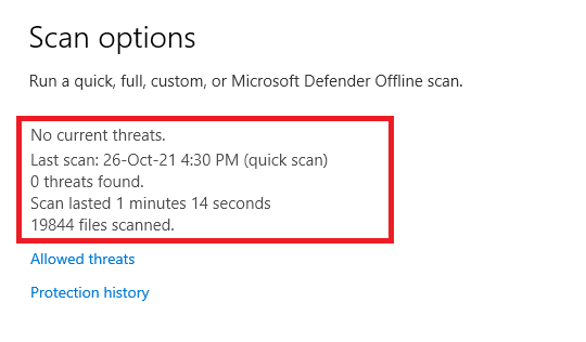 If you do not have any threats in your system, the system will show the No actions needed alert as highlighted below.