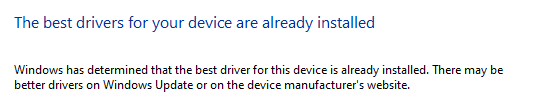 If your driver is already up-to-date, then you will see the following screen