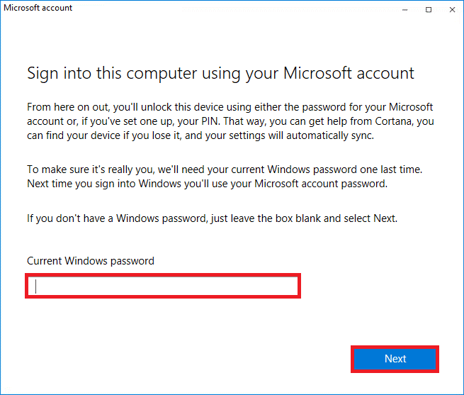 Если ваша учетная запись Microsoft не подключена к системе, введите пароль для входа в систему. Нажмите "Далее. Исправить ошибку Windows 10 0xc004f075