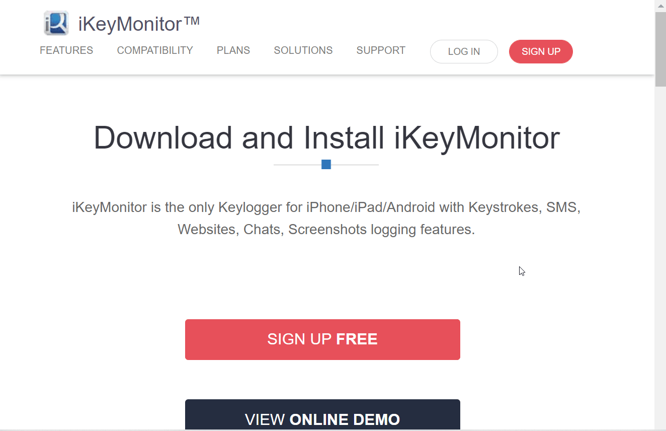 ikeymonitor webpage