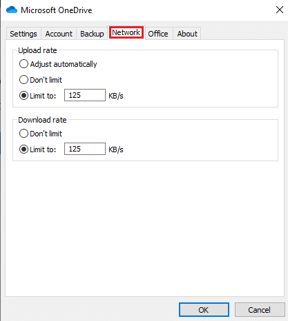 Under Settings, click on the Network tab from the menu on the top panel.