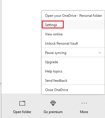 A menu pops up. Click on the Settings option from the menu that opens up