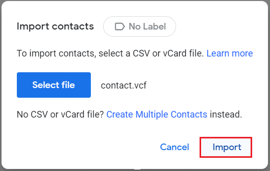 import contacts vcf file in google contacts