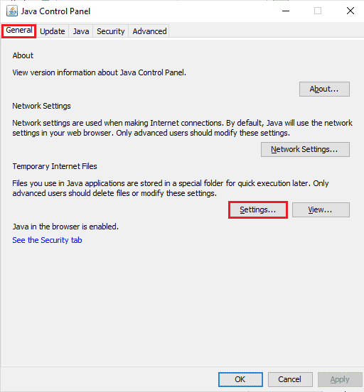 click on Settings… under Temporary Internet Files section