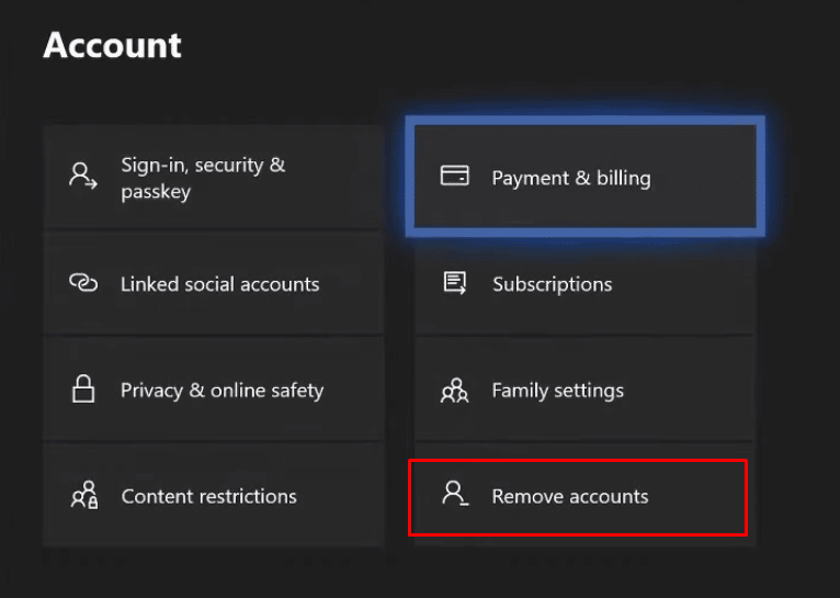 In the Account option menu, choose Remove accounts