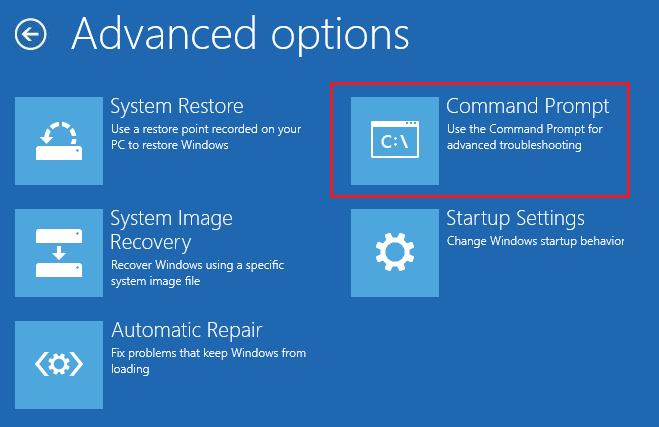 in the advanced settings click on Command Prompt option