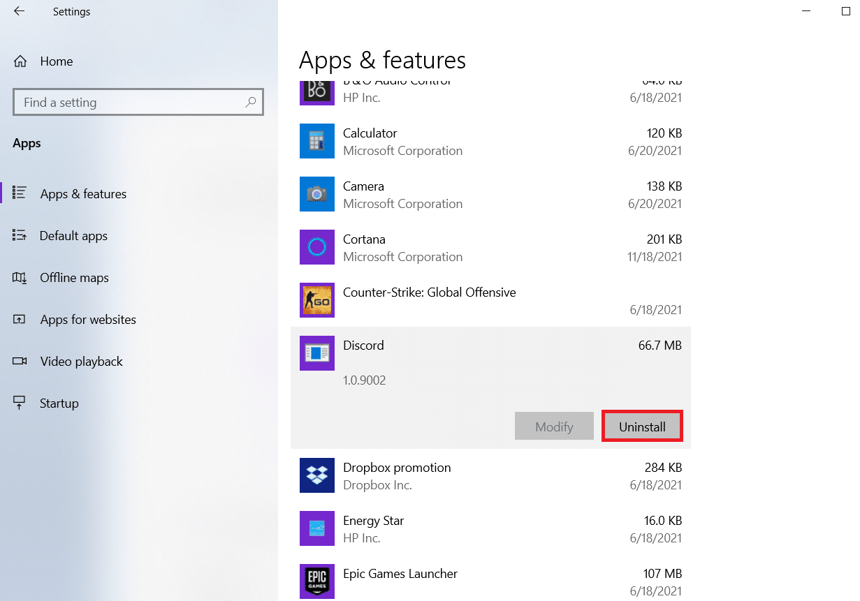 In the Apps and features tab, locate and click Discord and click on Uninstall button to uninstall the application. How to Fix Discord Screen Share Lag