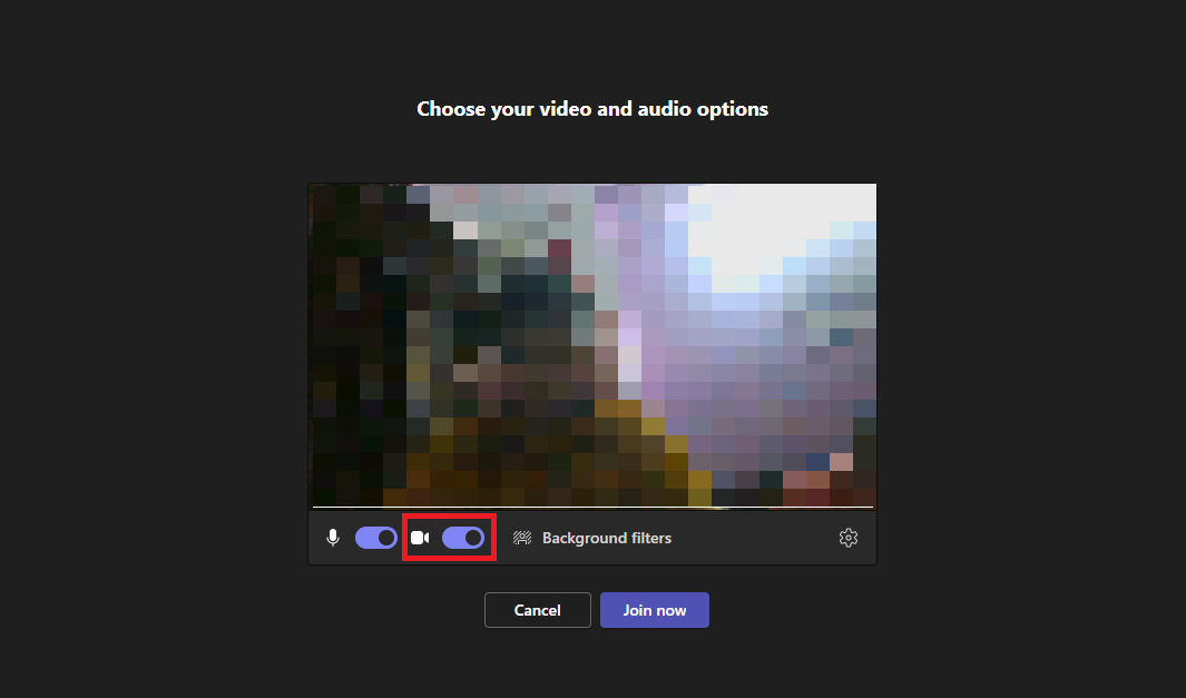 In the Choose your video and audio options, enable video | change background for Teams meeting