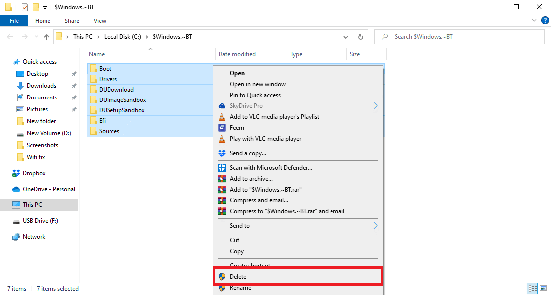 select all the files and delete them