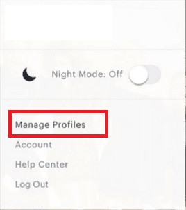 In the drop-down menu, select Manage Profiles