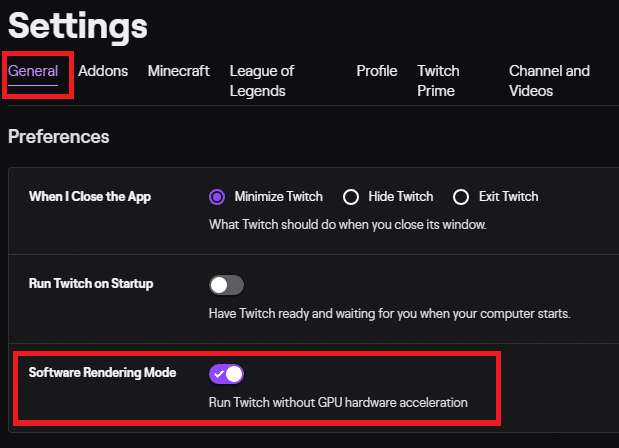 toggle on Software Rendering Mode. Fix Twitch Mods Not Loading