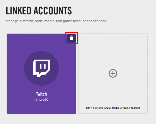 In the Linked Accounts section click on the trash can icon on the top right of the connected service. | How to Unlink Bethesda Account