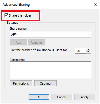 In the next window, check the Share this folder box | Windows 10 Network Sharing Not Working- Fixed