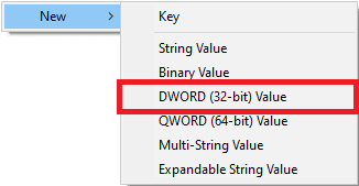 right click on the black space and click on New and then DWORD 32 bit Value. how to set environment variable