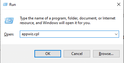In the run dialog box type appwiz.cpl. Fix Outlook Error 0x8004102a in Windows 10