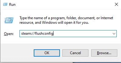 type steam flushconfig and click OK. Fix Steam Error Code 51 in Windows 10