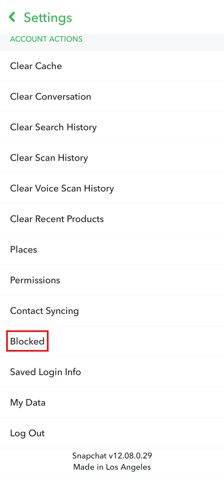 In the Settings menu scroll down to the bottom and tap on the Blocked option. | How to Unblock Someone on Snapchat and Add Them Back