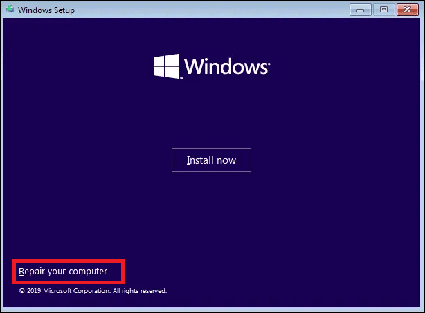 In the Windows Setup screen, click on Repair your computer. How to Boot into Recovery Mode Windows 10