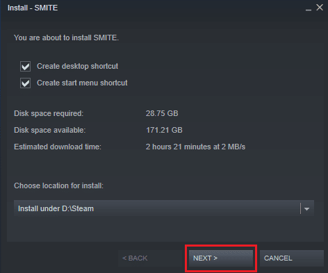 install Smite click on Next in steam