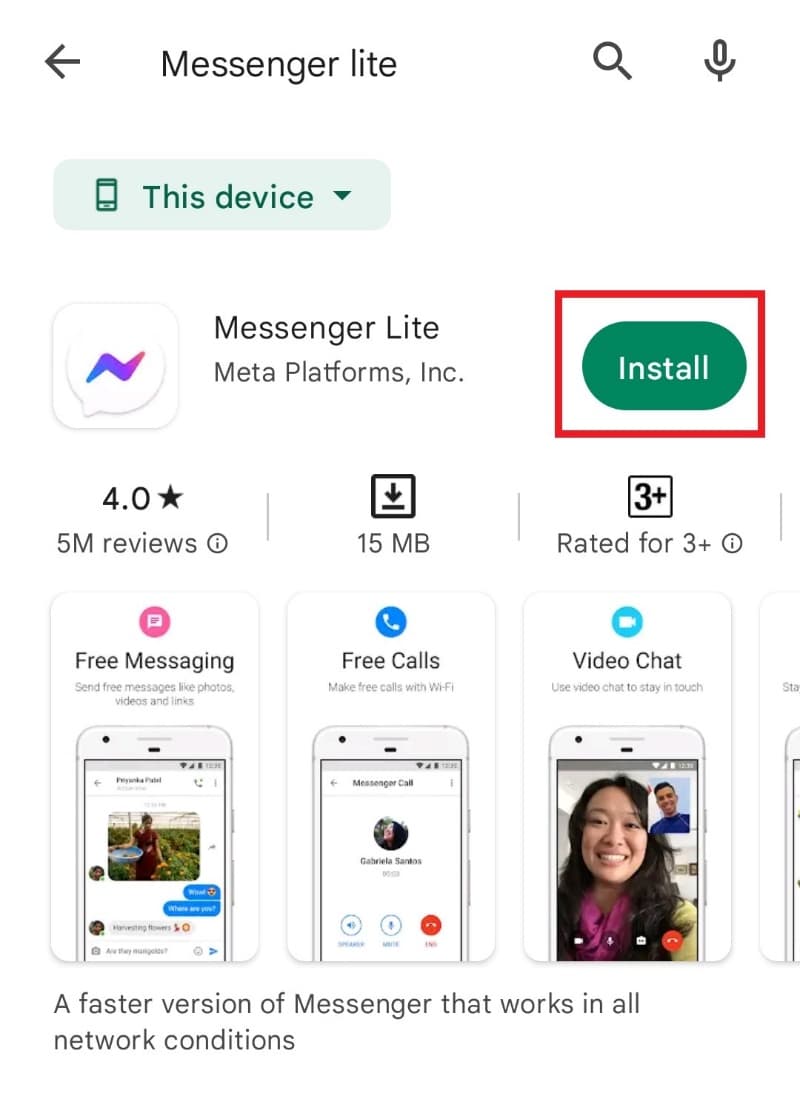 Install Messenger Lite