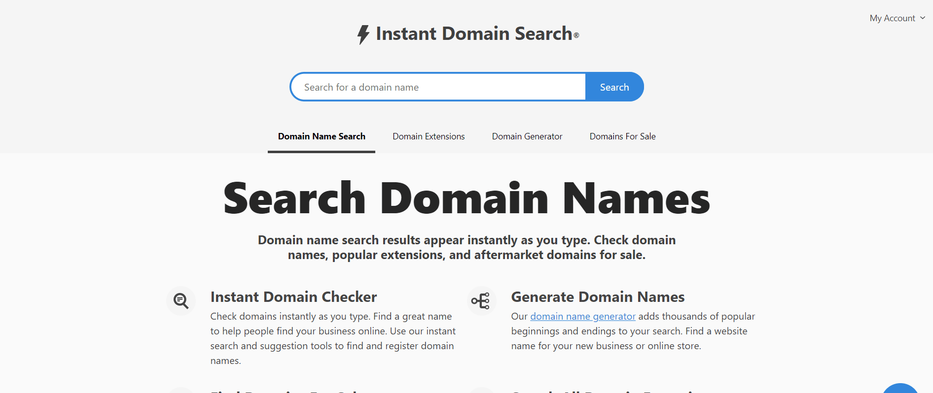Instant Domain Search. Top 20 Best Domain Name Generators