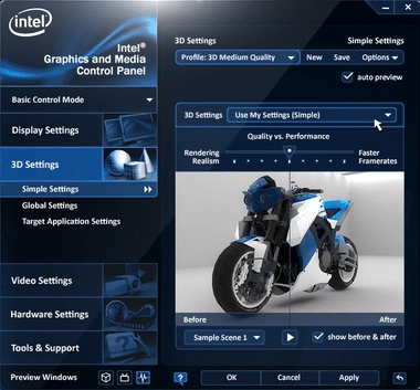 Intel Graphics and Media Control Panel