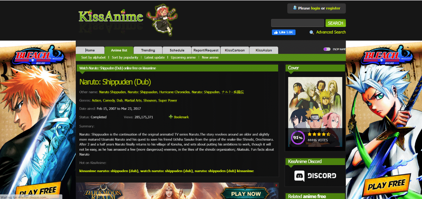 Kissanime. 21 Best Website to Watch Naruto Shippuden
