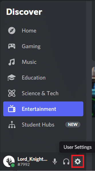 launch Discord and click on Settings icon Windows 11
