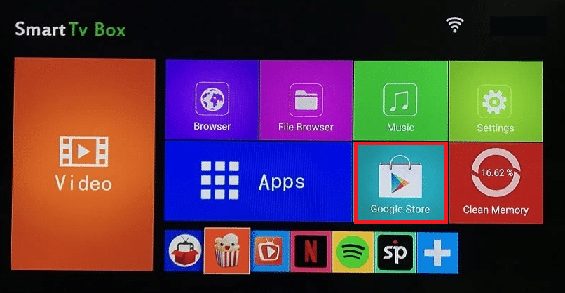 Launch Android Box Home and navigate to Google Play Store. 