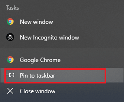 Launch Chrome and in the Windows Taskbar, right click on Chrome and then select Pin to taskbar 