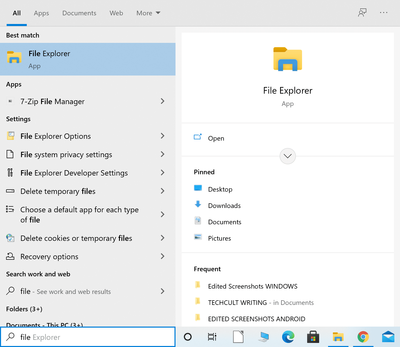 Launch File Explorer from Windows search