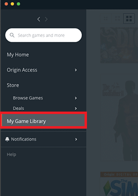 Launch Origin and select the My Game Library option