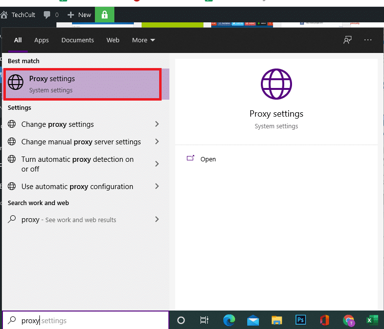 Launch the Proxy Settings through the search menu. Error TVAPP 00100 on Xfinity Stream