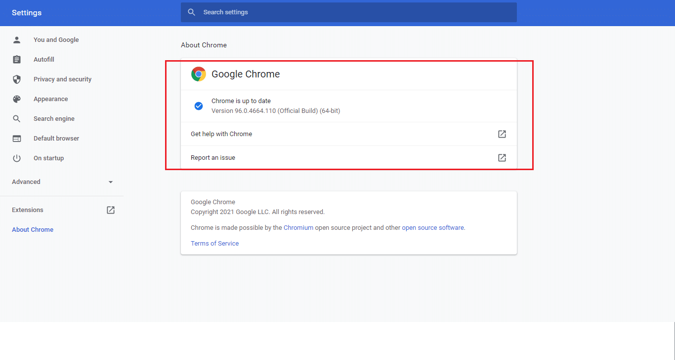 Let Chrome check for available updates, if there is it will install automatically. Fix Oops Something Went Wrong on YouTube