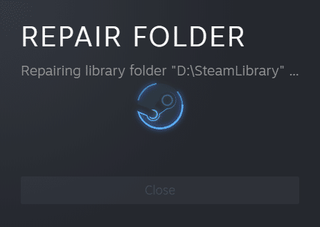 Library Folder repair in progress. Fix Steam Content File Locked
