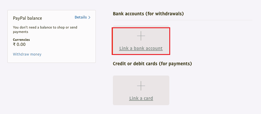 link a payment method paypal