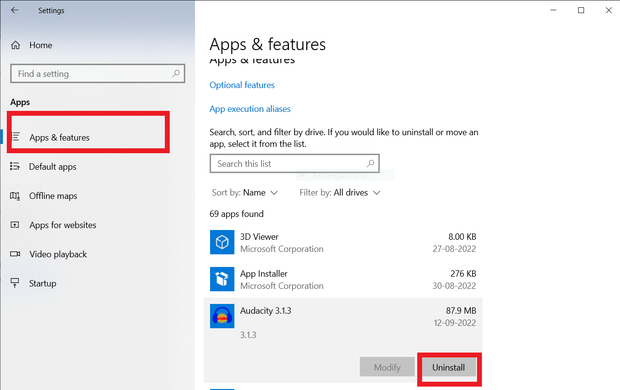 найдите Audacity в списке приложений и нажмите на него, чтобы выбрать «Удалить». Как исправить задержку в Audacity в Windows 10
