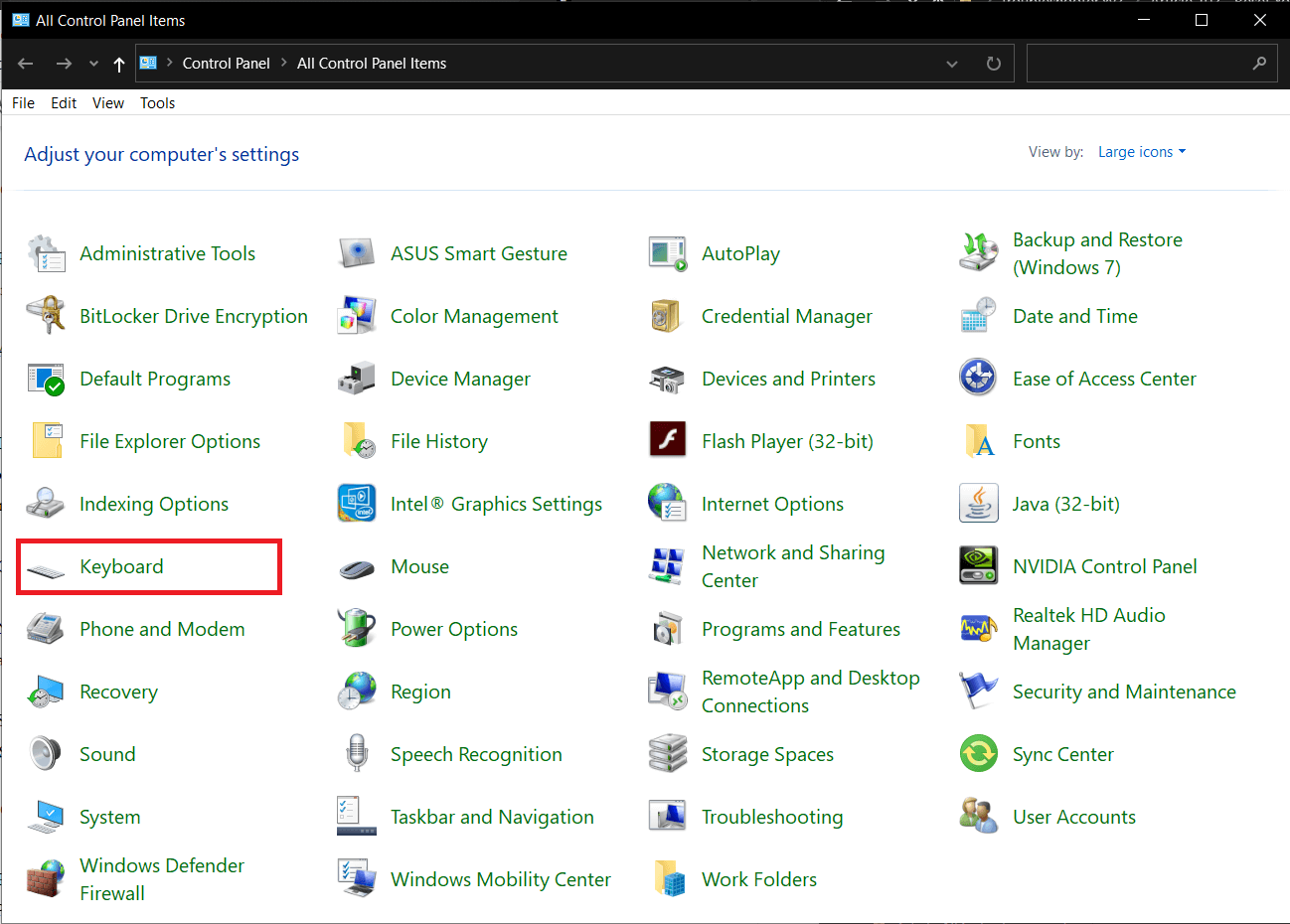 locate the Keyboard item. Once found, click on it. | How To Reset Your Keyboard To Default Settings In Windows 10?