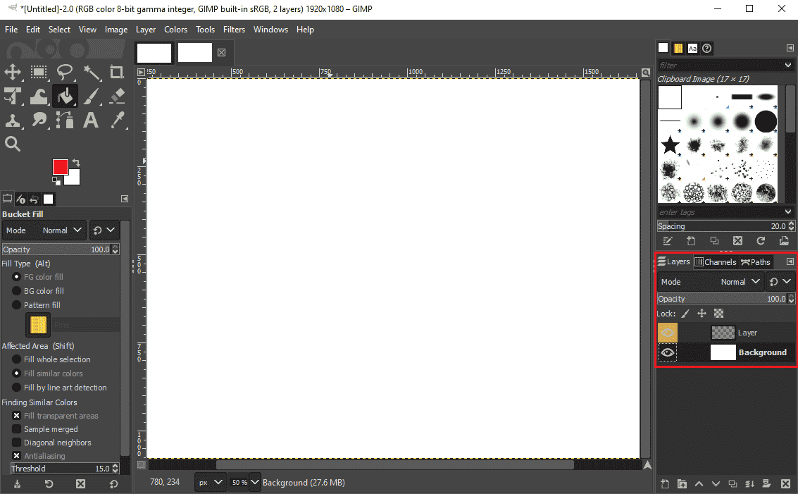 Locate the Layer options. Fix GIMP Paintbrush Tool Not Working