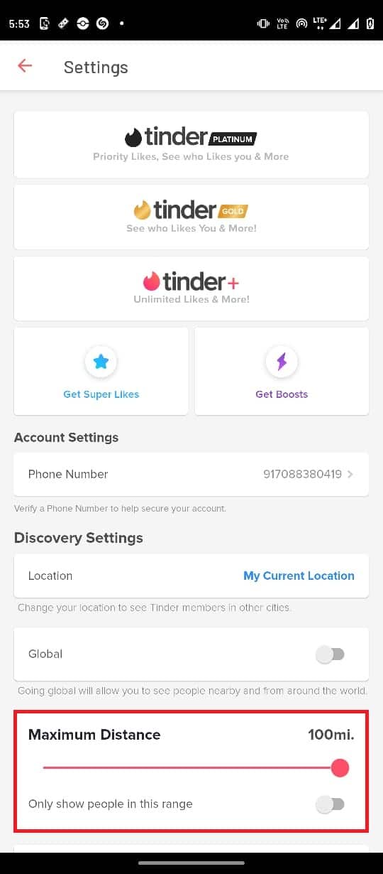 Locate the Maximum Distance option. How to Search Someone on Tinder