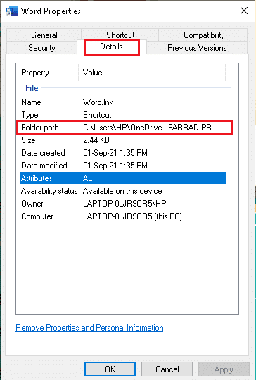 Locate the source of the application through the Folder Path
