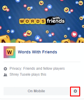 Locate Words With Friends and click on the Gear icon.