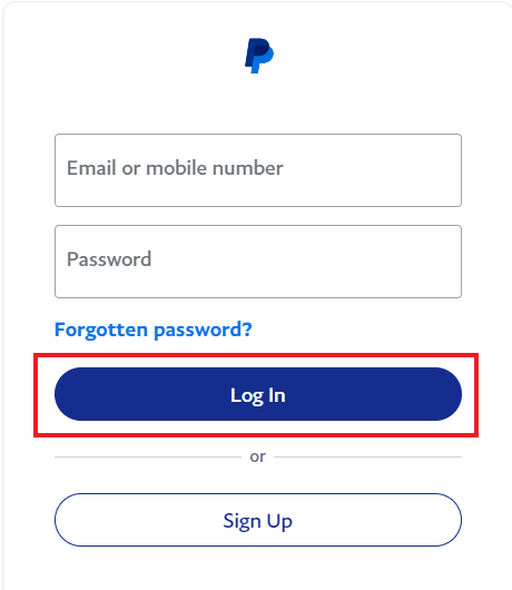 Log In to PayPal. Fix PayPal Unable to Process Request