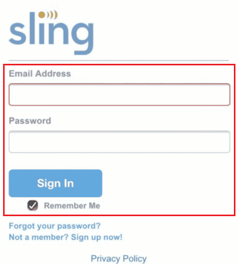 Log in to the Sling TV website using your login credentials