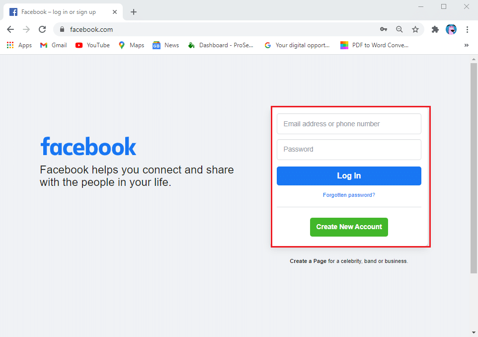 log in to your Facebook account using your username and password. | How to Recover Deleted Photos from Facebook Messenger