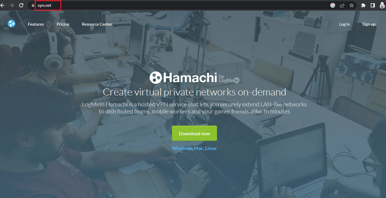 LogMeIn Hamachi home page