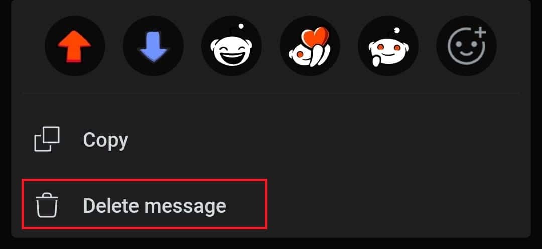 Long press the message you want to delete and select the Delete message option